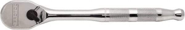 Proto - 1/2" Drive Pear Head Ratchet - Full Polish Chrome Finish, 10" OAL, 90 Gear Teeth, Standard Handle, Reversible Head - Exact Tool & Supply