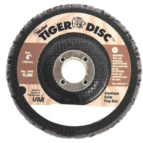 7″ Tiger Disc Abrasive Flap Disc, Angled, Phenolic Backing, 36Z, 5/8″-11 UNC Nut - Exact Tool & Supply