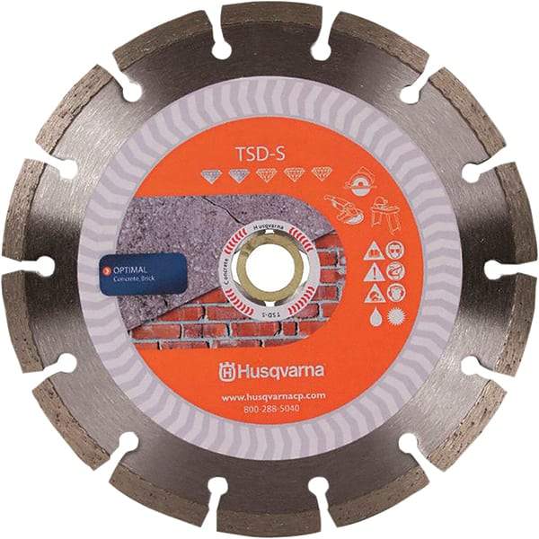 Husqvarna - 4-1/2" Diam, 5/8 & 7/8" Arbor Hole Diam, Continuous Edge Tooth Wet & Dry Cut Saw Blade - Diamond-Tipped, Fast Cutting Action, Standard Round Arbor - Exact Tool & Supply