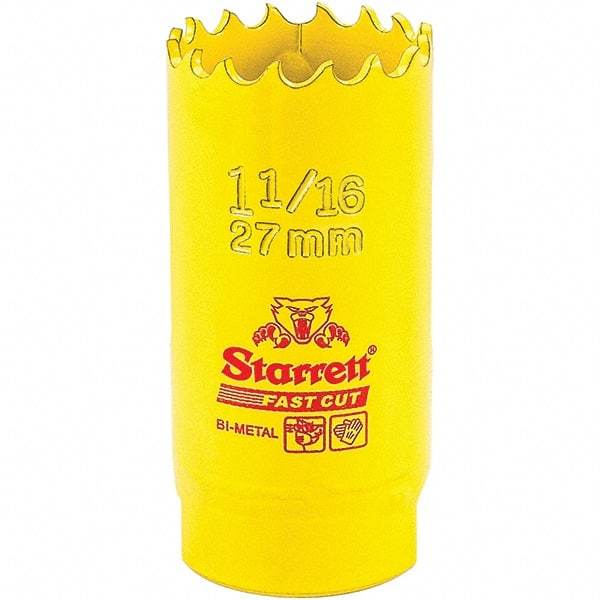 Starrett - 1-1/16" Diam, 1-5/8" Cutting Depth, Hole Saw - High Speed Steel Saw, Toothed Edge - Exact Tool & Supply