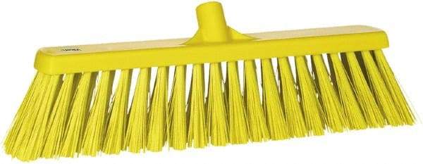 Vikan - 19" Heavy Duty Synthetic Push Broom - 2" Bristle Length, Plastic Block, European Threaded Handle Connection - Exact Tool & Supply