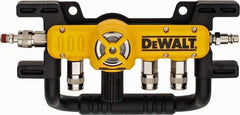 DeWALT - Aluminum Heavy Duty Quadraport Air Line Splitter with Regulator - 200 Max psi, 12-1/2" Long, 3/8 NPT Diam Inlet Fitting - Exact Tool & Supply