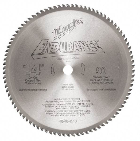 Milwaukee Tool - 14" Diam, 1" Arbor Hole Diam, 90 Tooth Wet & Dry Cut Saw Blade - Carbide-Tipped, Burr-Free, Clean, Smooth Action, Standard Round Arbor - Exact Tool & Supply