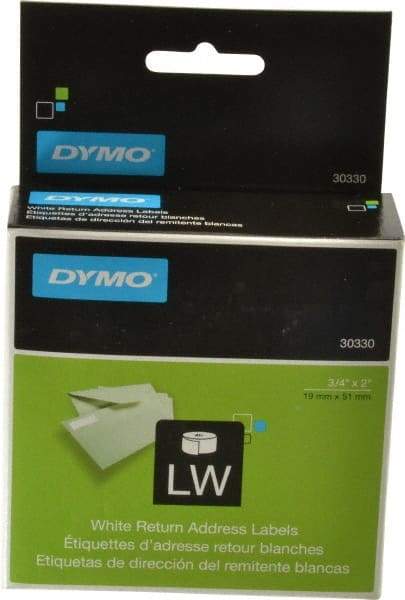 Dymo - 2" Long, White Return Address Label - For Dymo & CoStar Printers - Exact Tool & Supply