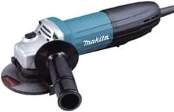 Makita - 4-1/2" Wheel Diam, 11,000 RPM, Corded Angle & Disc Grinder - 5/8-11 Spindle, 120 Volts, 6 Amps - Exact Tool & Supply