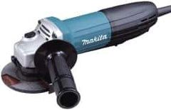 Makita - 4-1/2" Wheel Diam, 11,000 RPM, Corded Angle & Disc Grinder - 5/8-11 Spindle, 120 Volts, 6 Amps - Exact Tool & Supply