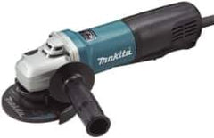 Makita - 4-1/2" Wheel Diam, 11,500 RPM, Corded Angle & Disc Grinder - 5/8-11 Spindle, 120 Volts, 13 Amps - Exact Tool & Supply