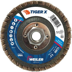 4 1/2″ Diameter - Tiger X Flap Disc, Flat, Phenolic Backing, 60Z, 5/8″-11 Diameter - Arbor Hole - Exact Tool & Supply