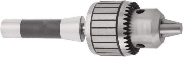 Accupro - JT3, 1/16 to 5/8" Capacity, Tapered Mount Steel Drill Chuck - Keyed, R8 Shank, 67.01mm Sleeve Diam, 7-19/32" Open Length - Exact Tool & Supply