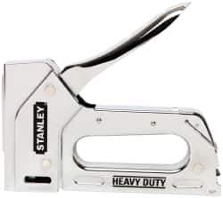 Stanley - Manual Staple Gun - 1/4, 5/16, 3/8, 1/2, 9/16" Staples, Chrome, Chrome Plated Steel - Exact Tool & Supply
