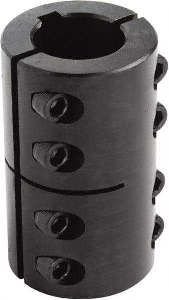 Climax Metal Products - 1-1/8" Inside x 1-7/8" Outside Diam, Two Piece Rigid Coupling with Keyway - 3-1/8" Long x 1/4" Keyway Width x 1/8" Keyway Depth - Exact Tool & Supply