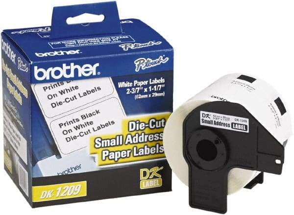 Brother - 1.1" Wide x 2-3/16" Long, White Paper Shipping Label - For PC Label Printers - Exact Tool & Supply