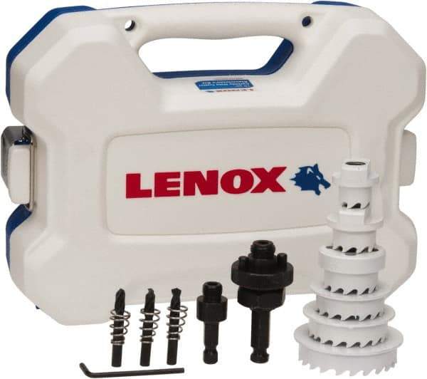 Lenox - 15 Piece, 7/8" to 2-1/2" Saw Diam, Electrician's Hole Saw Kit - Carbide-Tipped, Toothed Edge, Includes 6 Hole Saws - Exact Tool & Supply