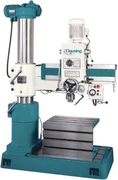 Clausing - 29-1/2" Swing, Geared Head Radial Arm Drill Press - 6 Speed, 2 hp, Three Phase - Exact Tool & Supply