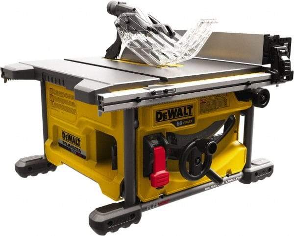 DeWALT - 8-1/4" Blade Diam, Table Saw - 5,800 RPM, 19-1/16" Table Depth x 19-1/16" Table Width, 60 Volts, 5/8" Arbor - Exact Tool & Supply