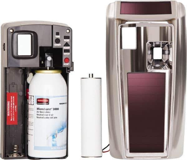 Rubbermaid - 6,000 Cu Ft Coverage, Chrome Metered Aerosol Dispenser - Lumecel Rechargeable Energy System Battery Required - Exact Tool & Supply