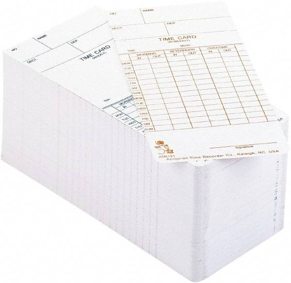 Acroprint Time Recorder - 3-2/5" High x 3-2/5" Wide Weekly/Bi-Weekly/Twice Monthly Time Cards - White, Use with Acroprint Model ATR120 - Exact Tool & Supply