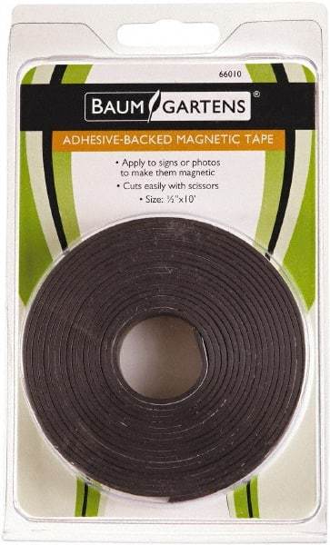 Baum/Gartens - 120" Long x 1/2" Wide x 1/8" Thick Flexible Magnetic Strip - Adhesive Back, Black - Exact Tool & Supply