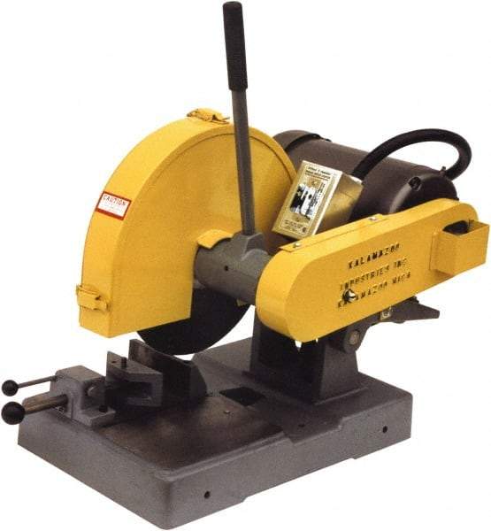 Kalamazoo - 14" Blade Diam, 1" Arbor Hole, Straight Chop & Cutoff Saw - 4,400 RPM, 5 hp, 220 Volts, 1 Phase - Exact Tool & Supply