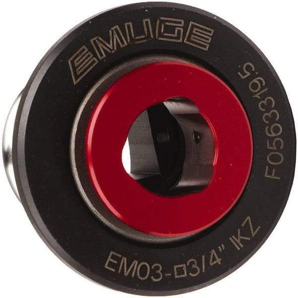 Emuge - 0.255" Tap Shank Diam, 0.191" Tap Square Size, #3 Tapping Adapter - 0.43" Projection, 1.339" Tap Depth, 1.81" OAL, 1.22" Shank OD, Through Coolant, Series EM03 - Exact Tool & Supply