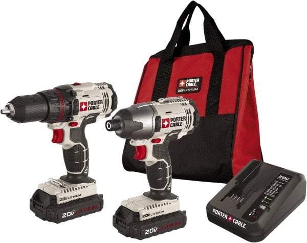 Porter-Cable - 20 Volt Cordless Tool Combination Kit - Includes 1/2" Drill/Driver & 1/4" Impact Driver, Lithium-Ion Battery Included - Exact Tool & Supply