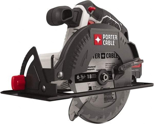 Porter-Cable - 20 Volt, 6-1/2" Blade, Cordless Circular Saw - 4,200 RPM, Lithium-Ion Batteries Not Included - Exact Tool & Supply