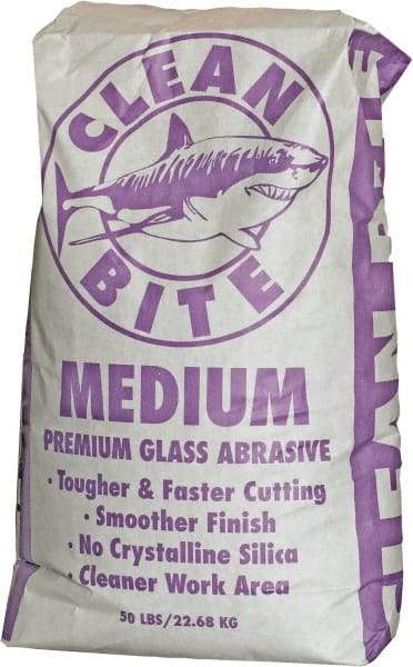 NC Minerals - Medium Grade Angular Crushed Glass - 40 to 80 Grit, 50 Lb Bag - Exact Tool & Supply