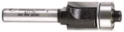 Amana Tool - 1/2" Cut Diam, 1/2" Length of Cut, 2 Flute Flush Trim Edge Profile Router Bit - Carbide-Tipped, 1/4" Shank Diam, 1-31/32" OAL, Uncoated - Exact Tool & Supply