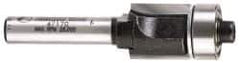 Amana Tool - 1/2" Cut Diam, 1/2" Length of Cut, 2 Flute Flush Trim Edge Profile Router Bit - Carbide-Tipped, 1/4" Shank Diam, 1-31/32" OAL, Uncoated - Exact Tool & Supply