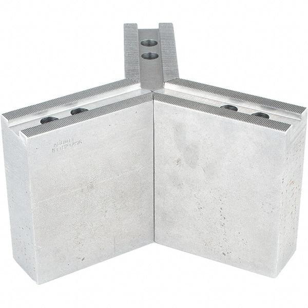 Abbott Workholding Products - 12" & Up Chuck Capacity, 1.5mm x 60° Serrated Attachment, Square Soft Lathe Chuck Jaw - 3 Jaws, Steel, 1.1811" Btw Mount Hole Ctrs, 5-1/2" Long x 2" Wide x 6" High, 0.8268" Groove, 0.6299" & 16mm Fastener - Exact Tool & Supply