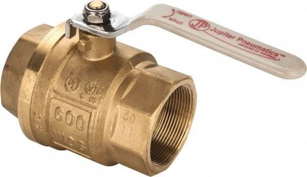 Value Collection - 2" Pipe, Full Port, Brass UL Listed Ball Valve - Inline - Two Way Flow, FNPT x FNPT Ends, Lever Handle, 600 WOG, 150 WSP - Exact Tool & Supply