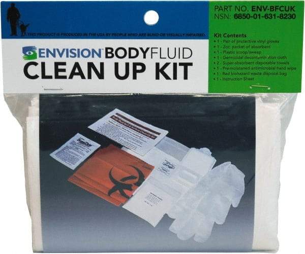 Ability One - 9 Piece, 1 Person, Body Fluid Clean-Up First Aid Kit - Plastic Bag - Exact Tool & Supply