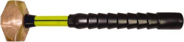 NUPLA - 6 Lb Head, 17-3/4" Long Sledge Hammer - Brass Head, 2" Face Diam, 4" Long Head, Fiberglass Handle - Exact Tool & Supply