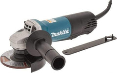 Makita - 4-1/2" Wheel Diam, 10,000 RPM, Corded Angle & Disc Grinder - 5/8-11 Spindle, 120 Volts, 7.5 Amps, Side Exhaust - Exact Tool & Supply