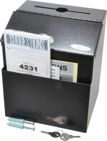 Safco - 7-1/8 Inch Wide x 6 Inch Deep x 8-1/2 Inch High Suggestion Box - Black - Exact Tool & Supply