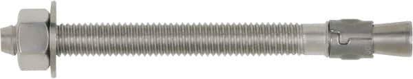 Powers Fasteners - 7/8" Diam, 7/8" Drill, 8" OAL, 2-3/4" Min Embedment Wedge Expansion Concrete Anchor - 304 Stainless Steel, Hex Head, Hex Drive, 4-3/4" Thread Length - Exact Tool & Supply