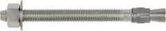 Powers Fasteners - 7/8" Diam, 7/8" Drill, 8" OAL, 2-3/4" Min Embedment Wedge Expansion Concrete Anchor - 304 Stainless Steel, Hex Head, Hex Drive, 4-3/4" Thread Length - Exact Tool & Supply