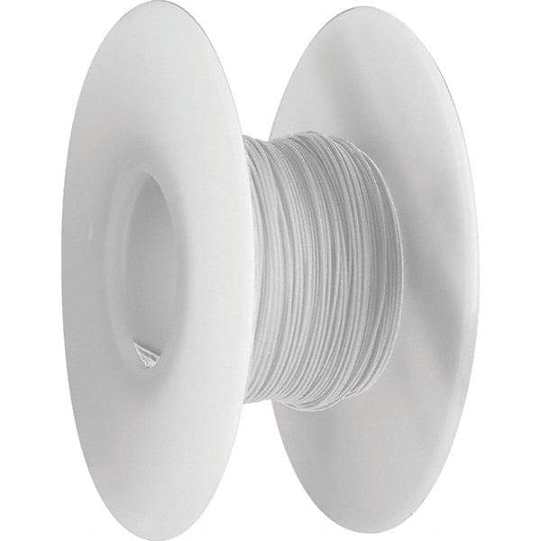 OK Industries - 24 AWG, 1 Strand, 30.4 m OAL, Copper Hook Up Wire - White Kynar Jacket, 0.03" Diam - Exact Tool & Supply