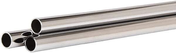 ECONOCO - 72" Max Width Round Tubing Closet Rod - 1-1/4" Diam, Chrome Finish - Exact Tool & Supply