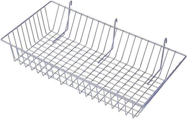 ECONOCO - 12" Deep, Rectangular Steel Peg Board/Slatwall Basket - 24" Wide x 4" High - Exact Tool & Supply