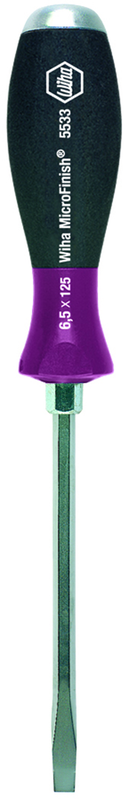8.0 x 150mm - MicroFinish Non-Slip Grip Slotted Screwdriver w/Hex Bolster & Metal Striking Cap - Exact Tool & Supply