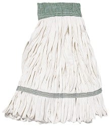 Ability One - Wet Mop Heads & Pads; Style: Loop End ; Material: Cotton/Polyester Fleece ; Approximate Weight (oz.): 32 ; Mop Color: White ; Headband Size (Inch): 5-1/4 ; Connection Type: Clamp Jaw - Exact Tool & Supply