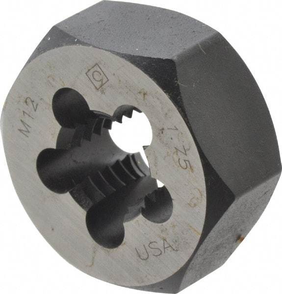 Cle-Line - M12x1.75 Thread, 1-1/16" Hex, Right Hand Thread, Hex Rethreading Die - Carbon Steel, Series 0650M - Exact Tool & Supply