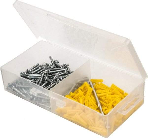 Value Collection - 300 Piece, #6 to 8 Screw, Plastic & Steel Slotted/Phillips Drive Anchor Assortment - Zinc Plated, 3/4" Long - Exact Tool & Supply