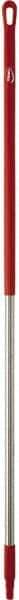 Vikan - 60 x 1-1/4" Stainless Steel Squeegee Handle - European Threaded Connection, Red - Exact Tool & Supply