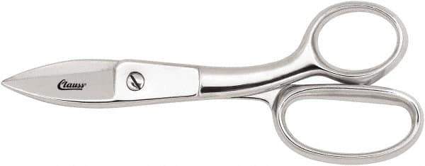 Clauss - 5" LOC, 7-3/4" OAL Chrome Plated Straight Shears - Serrated, Steel Straight Handle, For Paper, Fabric - Exact Tool & Supply