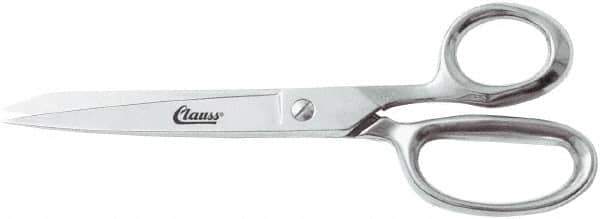 Clauss - 4" LOC, 8" OAL Chrome Plated Straight Shears - Steel Straight Handle, For Paper, Fabric - Exact Tool & Supply