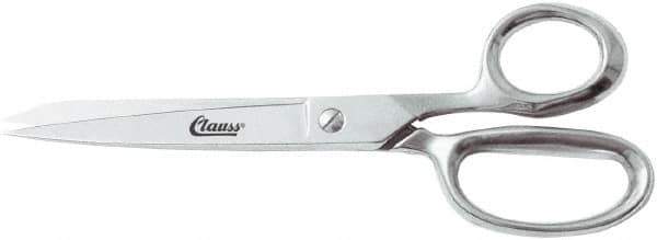 Clauss - 5" LOC, 8-1/4" OAL Straight Shears - Steel Straight Handle, For Paper, Fabric - Exact Tool & Supply