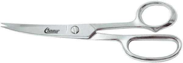 Clauss - 5" LOC, 8-1/2" OAL Chrome Plated Curved Shears - Steel Offset Handle, For Paper, Fabric - Exact Tool & Supply