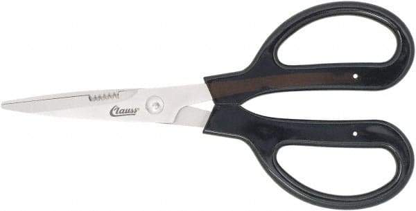 Clauss - 4" LOC, 9-1/4" OAL Stainless Steel Blunt Point Trimmers - Serrated, Plastic Handle, For Paper, Fabric - Exact Tool & Supply